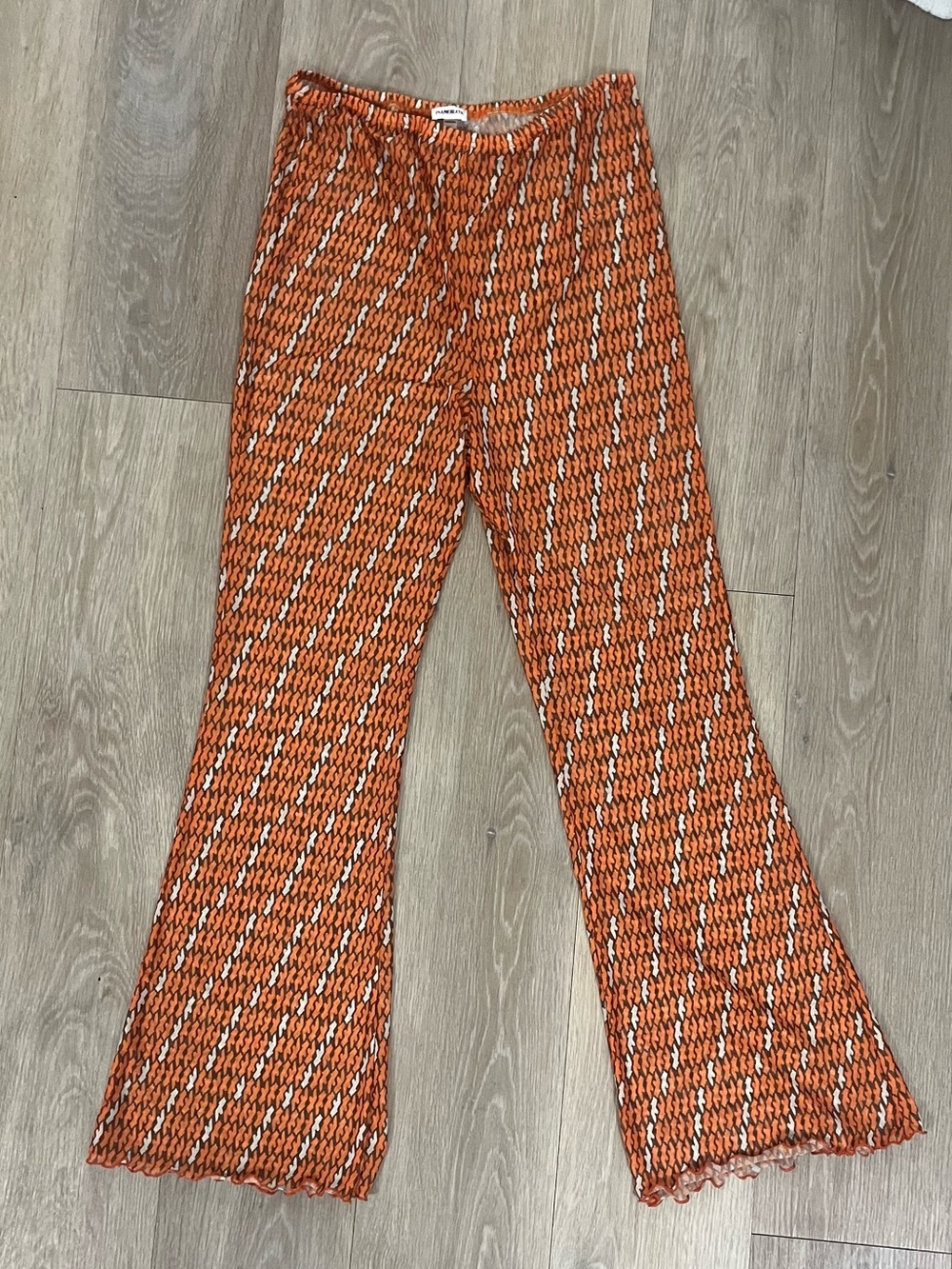 iNAMORATA Orange, Cream & Black Printed Knit Top